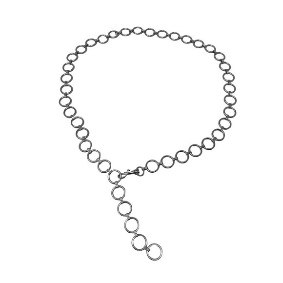 Vintage y2K statement belt Silver Tone Open Circle Ring Link Chain womens XL main image 9